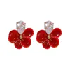 Lifanti 1670 real gold electroplated zircon oil-dripping flower earrings, sweet and exquisite Japanese and Korean stud earrings, fashionable and internet-famous style earrings Item Picture